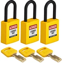 Brady SafeKey Nylon Lockout-Vorhängeschloss Mit Nylon Bügel 38.00 mm Gelb KA - Gleichschließende Schlösser 3 Stück