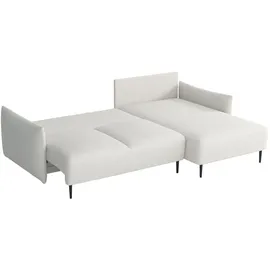 Mirjan24 Ecksofa Santi L, Eckcouch mit Bettkasten und Schlaffunktion, Schwarz Metallfüße, Aufklappmechanismus (Farbe: Velo 621) - Beige