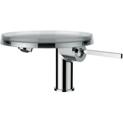 Einhebel-Waschtischmischer mit Deko-Disk (transparent) Kartell Festauslauf Ausladung 110 mm ohne Ablaufventil chrom