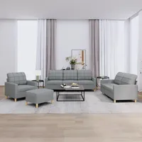 SECOLI Sofas Set 3 Sitzer + 2 Sitzer+ Sessel+Fußhocker, 3-2-1 Sofagarnitur Couchgarnitur Wohnzimmer Sofa Garnituren Wohnzimmer Set Couch Lounge Couch Sofas & Couches Hellgrau