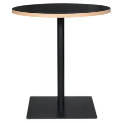 Runder Tisch FUSION  Idealer Tisch für Gastronomieprofis, bestehend aus einer schwarzen Holzplatte und einem schwarzen Mittelbein  Kadima Design