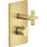 GESSI Inciso Dusche Fertigmontageset, für UP-Thermostat mit Absperrventil, - Gold