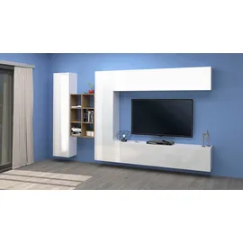 Home Affaire Wohnwand "Maruska", weiß (weiß hochglanz, weiß hochglanz), B:320cm H:180cm T:30cm, Holzwerkstoff, Kastenmöbel-Sets, Wohnwand