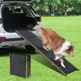 FASRIOU Extra Breit Hunderampe Auto Klappbar, Hunderampe für Große Hunde bis 70 kg, Leichte Hundetreppe mit Rutschfester Teppichoberfläche, Aluminium Hunderampe für Auto, SUV