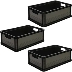 Keeeper Robert - 3 Stück Keepeer Robuste Transportboxen 60x40x22 cm 45 l Graphitgrau