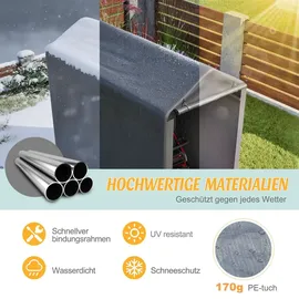Thanaddo Gerätehaus Garagenzelt Carport Folienzelt Gartenschuppen Fahrradgarage Lagerzelt Aufbewahrungsgarage Auto Motorrad Schutz Unterstand 100x187x160cm - Grau