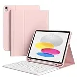 zoyu Tastatur Hülle für iPad 11. Generation A16 2025 / iPad 10. Generation 2022, Magnetisch Bluetooth-Tastatur QWERTZ-Layout, Weiches TPU Stoßfest Hülle, Auto Wake/Sleep, Rosa