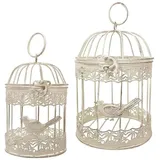 Deko Vogelkäfig Dekokäfig 2er-Set Vögel Nostalgie Antik-Stil Weiß