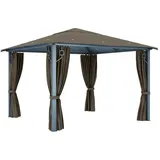 vidaXL Pavillon 3 x 3 m inkl. 4 Seitenteile Taupe