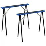 Set aus 2 robusten, klappbaren Sägeböcken aus Metall für Schreinerarbeiten und DIY-Projekte, Blau und Schwarz
