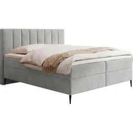 WFL GROUP Boxspringbett 180 x 200 cm H4 Hellgrau