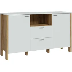 Sideboard FORTE "Saitama", grau (mauvella eiche, secret grau), B:146,4cm H:86,5cm T:41,6cm, Spanplatte, Sideboards