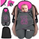 Kidiz KIDIZ® Baby Einschlagdecke Babyschale Winter Herbst Babydecke mit Kapuze & Tasche Universal Fußsack kompatibel mit Maxi-Cosi, Römer, Buggy, Kinderwagen & Autositz isolierend gegen Wind, Nässe & Kälte