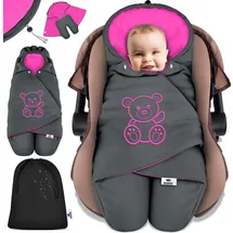 Kidiz KIDIZ® Baby Einschlagdecke Babyschale Winter Herbst Babydecke mit Kapuze & Tasche Universal Fußsack kompatibel mit Maxi-Cosi, Römer, Buggy, Kinderwagen & Autositz isolierend gegen Wind, Nässe & Kälte