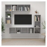 VidaXL 4-tlg. TV-Schrank-Set Betongrau Holzwerkstoff