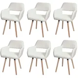 Mendler 6er-Set Esszimmerstuhl HWC-A50 II, Stuhl Küchenstuhl Polsterstuhl, Holz Stoff/Textil Bouclé (450g/m2)