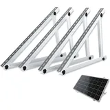 Balkonkraftwerk Halterung Solarhalterung 114cm für Geländer Balkon PV Modul Aufständerung 45 Zoll verstellbar Winkel 0-90 Grad (4 Stück - 2 Module - Dach/Freistehend)