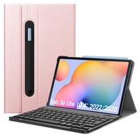 Fintie Tastatur Hülle für Samsung Galaxy Tab S6 Lite 10,4 Zoll 2024/2022/2020 Tablet - Keyboard Cover mit Magnetisch Abnehmbarer Deutscher Bluetooth Tastatur, Roségold