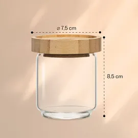 Klarstein Stapelglas mit Bambusdeckel 200 ml 4 St.
