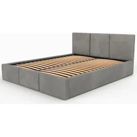 Muralo Polsterbett Stoffbett Bett mit Bettkaste Container Doppelbett für Schlafzimmer - 120 cm x 200 cm - grau