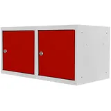 Proregal Mega Deal 2x Schließfachwürfel Blocky mit Zylinderschloss | 2 Schlüssel 40x40x40cm Lichtgrau/Rot