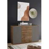 SchlafKONTOR Kombikommode Capri 150 x 90 x 38 cm Wildeichefarben / Basaltgrau