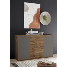 SchlafKONTOR Kombikommode Capri 150 x 90 x 38 cm Wildeichefarben / Basaltgrau