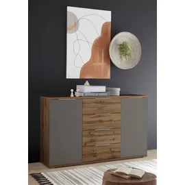 SchlafKONTOR Kombikommode Capri 150 x 90 x 38 cm Wildeichefarben / Basaltgrau