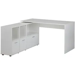 WOHNLING Eckschreibtisch 136 cm Büro Schreibtisch Weiß Winkel Tisch Home Office