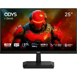 ODYS i25-F-144 Monitor, 25", 144 Hz, 1ms, Adaptive Snyc, HDR10, 120% sRGB, Flicker-Free, IPS