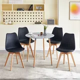 H.J WeDoo Esstisch 80x80x73 cm, Küchentisch Esszimmertisch für 4 Personen, Rund Tisch mit Buchenbeine, Modern Design, Grau - Grau