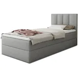 Sofnet Boxbett, Grau Textil, H3, Rechteckig, 100x200 cm, Schlafzimmer, Betten, Boxspringbetten