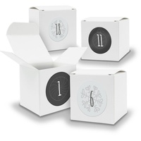 Adventskalender zum Füllen 24x Würfel 6,5cm WEISS + Sticker V04 Z13 - Weiß