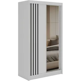 MKS Schiebetürenschrank DIANA 120 x 216 x 61 cm Weiß/Schwarz