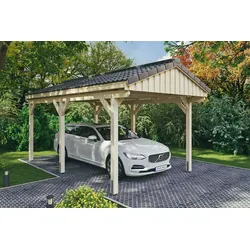 Einzelcarport SKANHOLZ "Fichtelberg", beige (natur), H: 273cm, Carports, mit Dachlattung