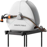 Giraffe Tools Ausziehbare Schlauchtrommel mit 25 m, robuste Bodenmontage, Gartenschlauchtrommel, mit 7-Funktions-Sprühdüse und 360° flexiblem Drehsockel