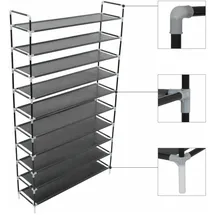 vidaXL Schuhregal 97 x 8 x 19 cm 10 Ablagen schwarz