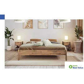 byoak Massivholzbett, Wildeiche, Holz, Echtholz,Eiche, 200x200 cm, Schlafzimmer, Betten