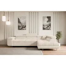 altdecor Ecksofa Cord mit Schlaffunktion 2-Sitzer Beige