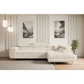 altdecor Ecksofa Cord mit Schlaffunktion 2-Sitzer Beige
