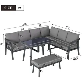 stilvora Gartenlounge-Set 8-tlg. Grau