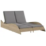 vidaXL Sonnenliege mit Auflagen Beige 114x205x73 cm Poly Rattan