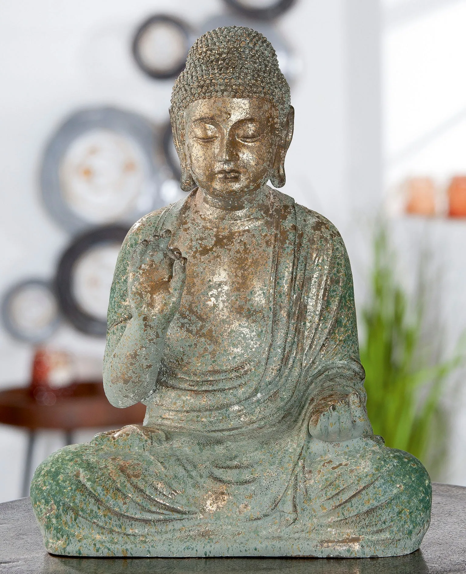 GILDE Buddhafigur »Buddha Bodhi« GILDE grün, kupferfarben