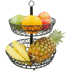Intirilife Obstkorb Etagere, 2 Stockwerke - 30 x 35 cm - 2 Etagen Schale zum aufstellen und aufhängen für Obst, Gemüse u.v.m.