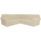 SXZAGZR Couch Bezug, Ecksofa überzug, L-Form Sofahusse, 3 Stücke Sofabezug Ecksofa, Sofa Cover, Rutschfester Couch überzug, Sofahusse Schutz Für Wohnzimmer (Beige,7 Sitzer)
