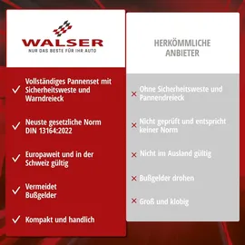 Walser KFZ Verbandstasche 2026 StVO konform, 3in1 Auto Erste Hilfe Set mit Pannendreieck und Warnweste, Kombitasche Verbandskasten 2026, Erste Hilf...