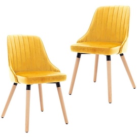 vidaXL 323059 Dining Chairs 2 pcs Yellow Velvet