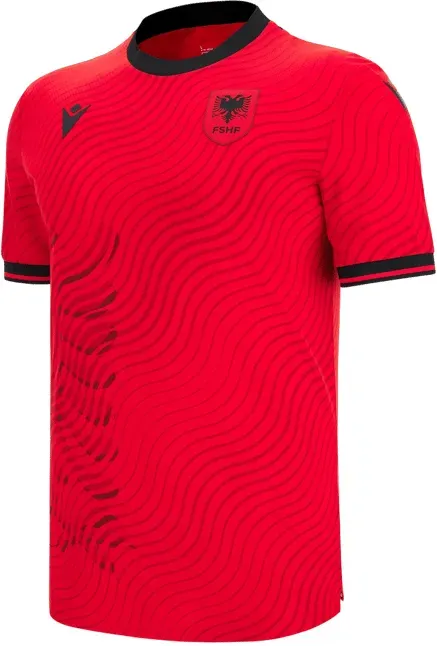 Macron FSHF Albanien Authentic Trikot Home WM 2026 Kids Rot