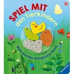 Spiel mit den Tierkindern! Mein buntes Holzpuzzle-Buch