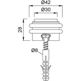 KWS Bodentürpuffer 2053.31 D.42mm H.28mm Alu.silberf.elox.Dübelmontage KWS